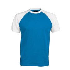 KARIBAN Férfi raglán ujjú kétszínű baseball póló, Kariban KA330, Aqua Blue/White-XL férfi póló