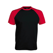 KARIBAN Férfi raglán ujjú kétszínű baseball póló, Kariban KA330, Black/Red-2XL férfi póló