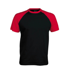 KARIBAN Férfi raglán ujjú kétszínű baseball póló, Kariban KA330, Black/Red-S