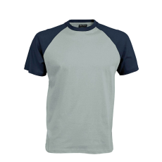 KARIBAN Férfi raglán ujjú kétszínű baseball póló, Kariban KA330, Ice Blue/Denim-2XL