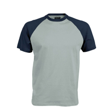 KARIBAN Férfi raglán ujjú kétszínű baseball póló, Kariban KA330, Ice Blue/Denim-XL férfi póló
