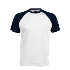 KARIBAN Férfi raglán ujjú kétszínű baseball póló, Kariban KA330, White/Navy-L