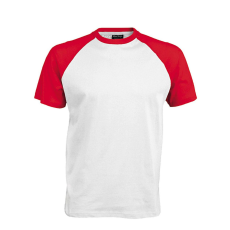 KARIBAN Férfi raglán ujjú kétszínű baseball póló, Kariban KA330, White/Red-L
