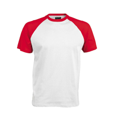 KARIBAN Férfi raglán ujjú kétszínű baseball póló, Kariban KA330, White/Red-XL férfi póló