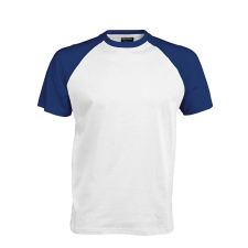 KARIBAN Férfi raglán ujjú kétszínű baseball póló, Kariban KA330, White/Royal Blue-3XL férfi póló