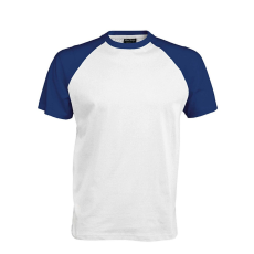 KARIBAN Férfi raglán ujjú kétszínű baseball póló, Kariban KA330, White/Royal Blue-XL