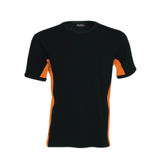 KARIBAN Férfi rövid ujjú - TIGER - kétszínű póló, Kariban KA340, Black/Orange-3XL
