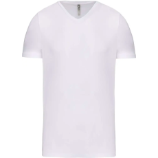 KARIBAN férfi rövid ujjú V-nyakú sztreccs póló KA3014, White-L