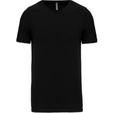 KARIBAN Férfi rövid ujjú V-nyakú sztreccs póló, Kariban KA3014, Black-M férfi póló