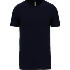 KARIBAN Férfi rövid ujjú V-nyakú sztreccs póló, Kariban KA3014, Navy-XL férfi póló