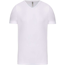 KARIBAN Férfi rövid ujjú V-nyakú sztreccs póló, Kariban KA3014, White-L férfi póló