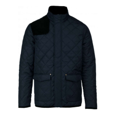 KARIBAN Férfi steppelt kabát, Kariban KA6126, Navy/Black-M férfi kabát, dzseki
