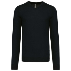 KARIBAN Férfi V-nyakú keskeny szabású pulóver, Kariban KA965, Black-M