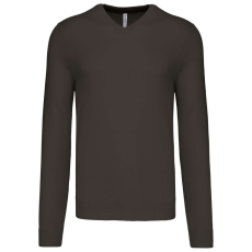 KARIBAN Férfi V-nyakú keskeny szabású pulóver, Kariban KA965, Dark Grey-M