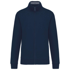 KARIBAN Férfi vastag cipzáras pulóver bordázott csíkos gallérral, Kariban KA456, Navy-3XL