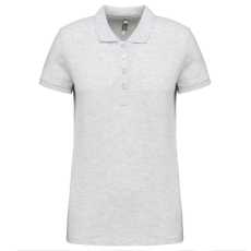 KARIBAN galléros Női piké póló, rövid ujjú KA255, Ash Heather-M