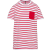 KARIBAN Gyermek matrózcsíkos pamut póló zsebbel, Kariban KA379, Striped White/Red-6/8
