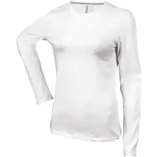 KARIBAN hosszú ujjú kereknyakú Női pamut póló KA383, White-2XL