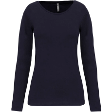 KARIBAN hosszú ujjú Női kereknyakú sztreccs póló KA3017, Navy-XL