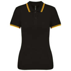 KARIBAN KA273 LADIE&- 039;S 2 STRIPED SHORT SLEEVED POLOSHIRT L