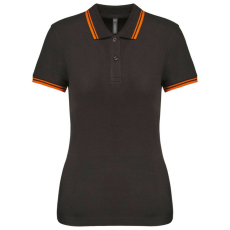 KARIBAN KA273 LADIE&- 039;S 2 STRIPED SHORT SLEEVED POLOSHIRT L