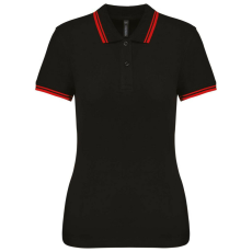 KARIBAN KA273 LADIE&- 039;S 2 STRIPED SHORT SLEEVED POLOSHIRT M