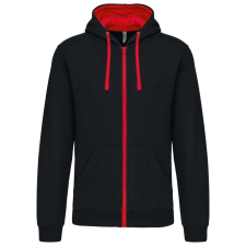 KARIBAN KA466 MEN'S CONTRAST HOODED FULL ZIP SWEATSHIRT 2XL munkaruha