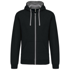 KARIBAN KA466 MEN&- 039;S CONTRAST HOODED FULL ZIP SWEATSHIRT 3XL férfi pulóver, kardigán