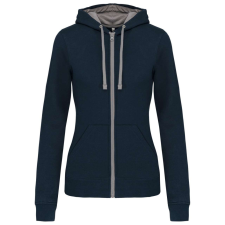 KARIBAN KA467 LADIES’ CONTRAST HOODED FULL ZIP SWEATSHIRT L munkaruha