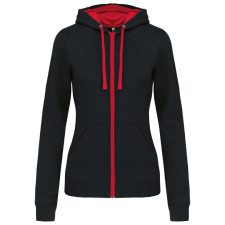 KARIBAN KA467 LADIES’ CONTRAST HOODED FULL ZIP SWEATSHIRT L munkaruha