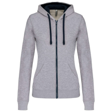 KARIBAN KA467 LADIES’ CONTRAST HOODED FULL ZIP SWEATSHIRT M munkaruha