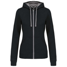 KARIBAN KA467 LADIES’ CONTRAST HOODED FULL ZIP SWEATSHIRT S