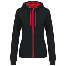 KARIBAN KA467 LADIES’ CONTRAST HOODED FULL ZIP SWEATSHIRT XL