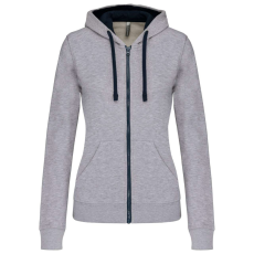 KARIBAN KA467 LADIES’ CONTRAST HOODED FULL ZIP SWEATSHIRT XL