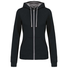 KARIBAN KA467 LADIES’ CONTRAST HOODED FULL ZIP SWEATSHIRT XS munkaruha