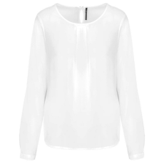 KARIBAN KA5003 LADIES&- 039; LONG-SLEEVED CREPE BLOUSE 46