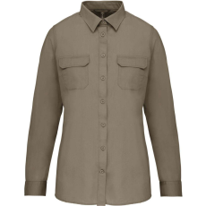 KARIBAN KA591 LADIES&- 039; LONG-SLEEVED SAFARI SHIRT S