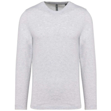 KARIBAN kereknyakú hosszú ujjú férfi póló KA359, Ash Heather-XL férfi pulóver, kardigán