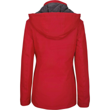 KARIBAN levehető kapucnis bélelt Női kabát KA6108, Red-L női dzseki, kabát