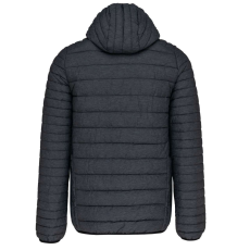 KARIBAN meleg és ultrakönnyű kapucnis bélelt férfi kabát KA6110, Marl Dark Grey-S