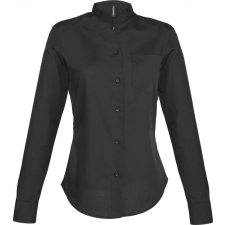 KARIBAN Női blúz Kariban KA514 Ladies&#039; Long-Sleeved Mandarin Collar Shirt -3XL, Black blúz