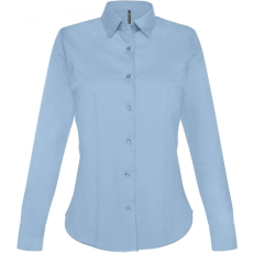KARIBAN Női blúz Kariban KA530 Ladies' Long-Sleeved Stretch Shirt -L, Light Blue