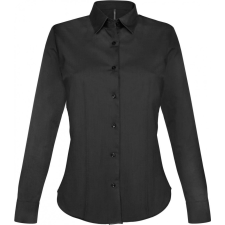 KARIBAN Női blúz Kariban KA530 Ladies&#039; Long-Sleeved Stretch Shirt -M, Black blúz