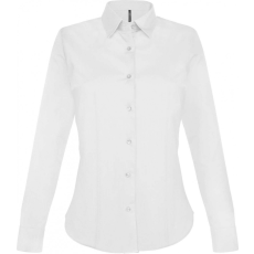 KARIBAN Női blúz Kariban KA530 Ladies' Long-Sleeved Stretch Shirt -S, White