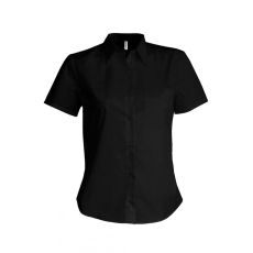 KARIBAN Női blúz Kariban KA532 Ladies' Short-Sleeved Cotton/Elastane Shirt -XL, Black