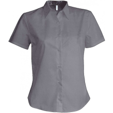 KARIBAN Női blúz Kariban KA536 Ladies' Short-Sleeved Oxford Shirt -L, Oxford Silver