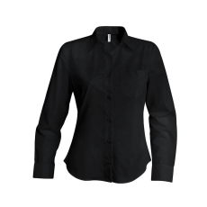 KARIBAN Női blúz Kariban KA542 Ladies' Long-Sleeved Cotton poplin Shirt -3XL, Black
