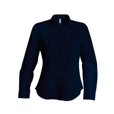 KARIBAN Női blúz Kariban KA542 Ladies' Long-Sleeved Cotton poplin Shirt -L, Navy