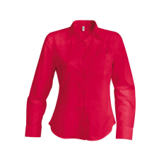 KARIBAN Női blúz Kariban KA542 Ladies&#039; Long-Sleeved Cotton poplin Shirt -M, Classic Red blúz
