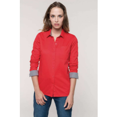 KARIBAN Női blúz Kariban KA585 Ladies’ nevada Long Sleeve Cotton Shirt -2XL, Angora